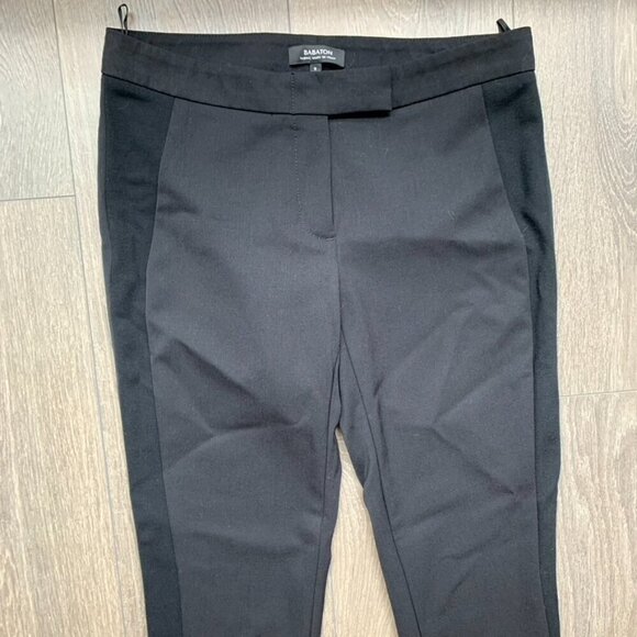 Aritzia Babaton Everett Tuxedo Pant Satin Side Stripe Tapered Straight Leg Black - Picture 15 of 16